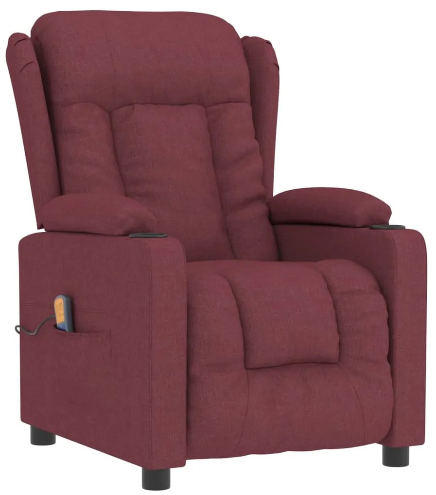 339061 vidaXL Fotoliu de masaj, roșu vin, material textil