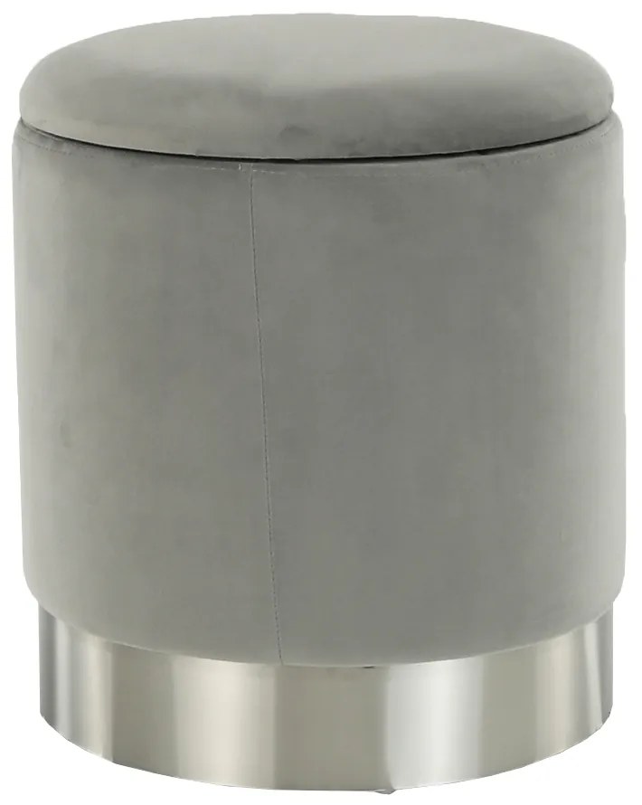 Taburet, catifea Velvet gri/crom argintiu, DARON