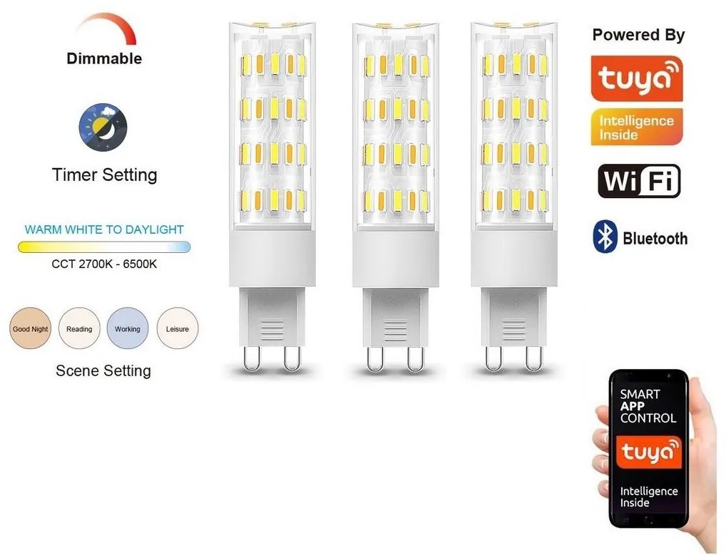 SET 3x bec LED dimabil NEO LITE G9/4W/230V Wi-Fi Tuya Immax NEO 07763C