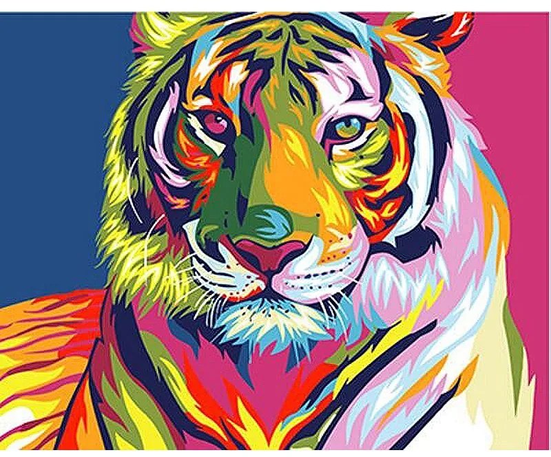 Pictura pe numere cu un cadru "Tigru colorat" 50x40 cm