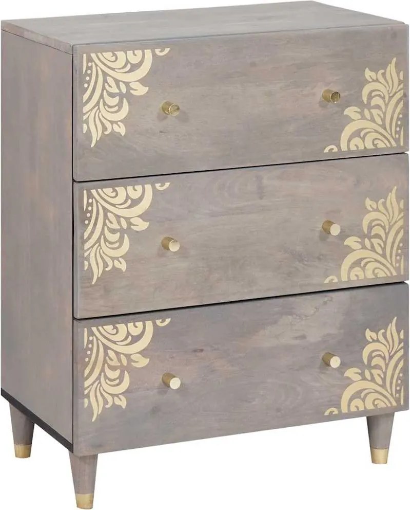 vidaXL Bufet Gri și Aur 60 x 33 x 75 cm Lemn de mango solid