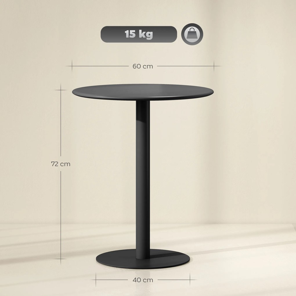HOMCOM Masă de Dining Rotundă și Modernă pentru 2 Persoane din Oțel, Neagră | Aosom Romania