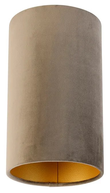 Abajur din catifea taupe cu interior auriu 15/15/25