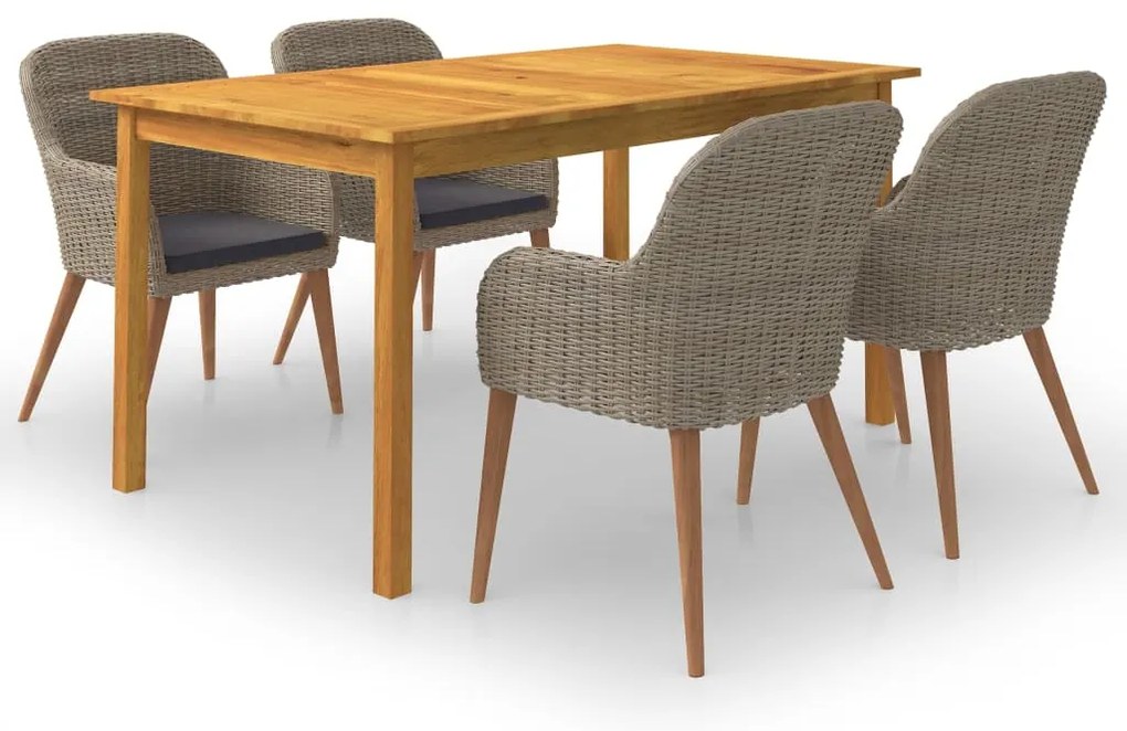 vidaXL Set mobilier de grădină, 5 piese, maro