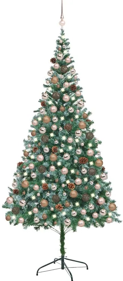 vidaXL Brad Crăciun artificial pre-iluminat globuri/conuri pin 210 cm