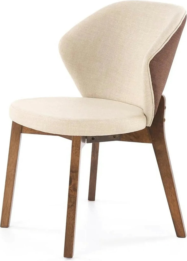 Scaun K583, bej/nuc, stofa clasica/lemn, 57x63x81 cm