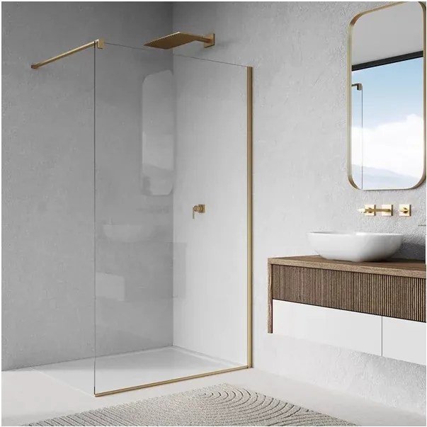 Paravan de dus tip Walk-in auriu periat SanSwiss Easy STR4P 90x200 cm