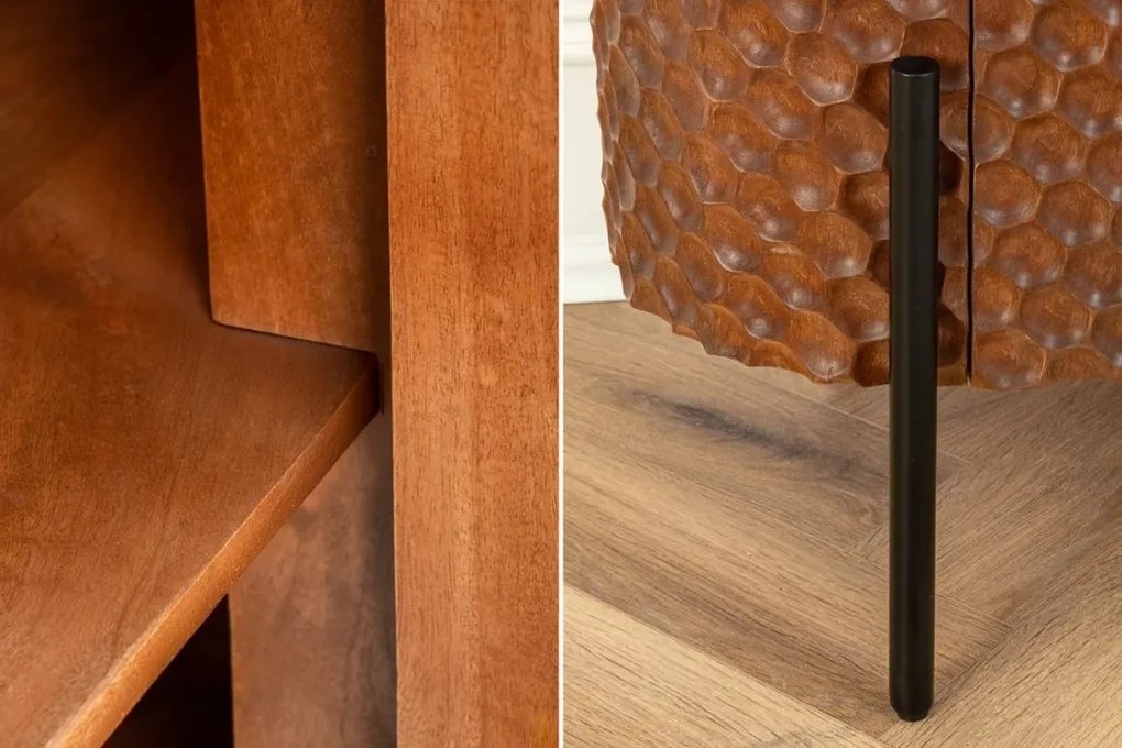 Comoda cu model 3D tip fagure, Lemn Mango Maro ADLON 180cm