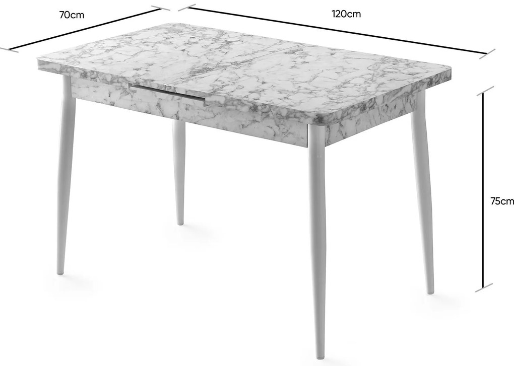 Masă de sufragerie extensibilă (pentru 6 persoane) Aimee (multicolor). 1088251