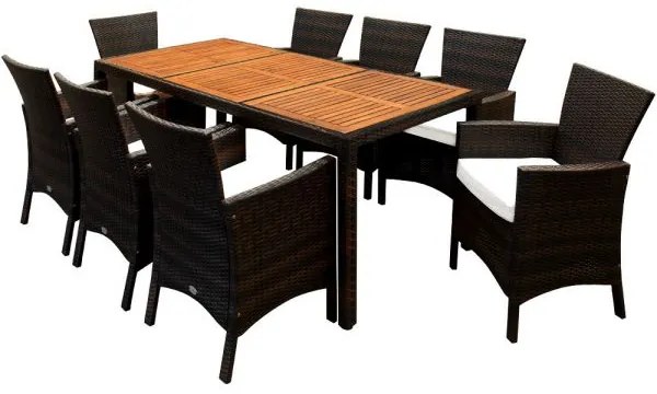 Deuba Set ratan de gradina Berlin 1+8 - maro/lemn