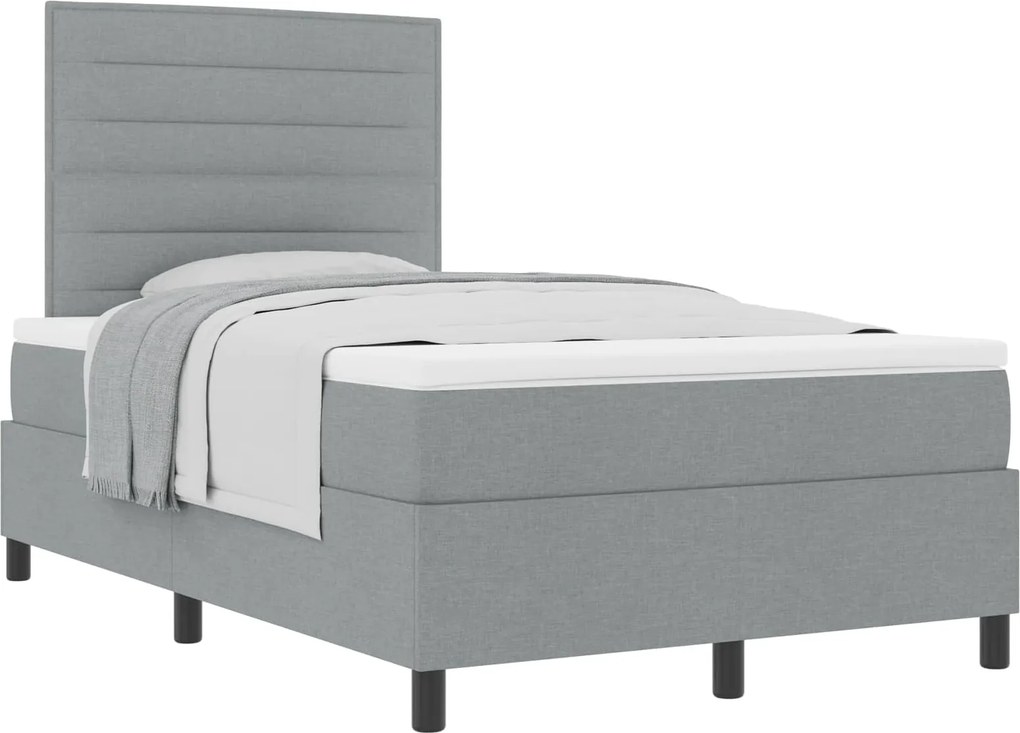 vidaXL Pat cu arcuri cu saltea Gri deschis 120 x 200 cm țesătură