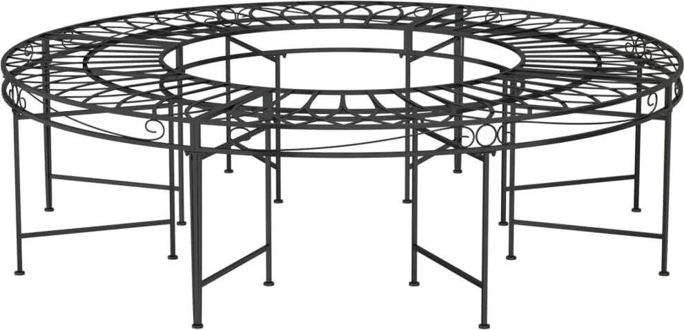 vidaXL Bancă circulară de copac, negru, Ø160 cm, oțel
