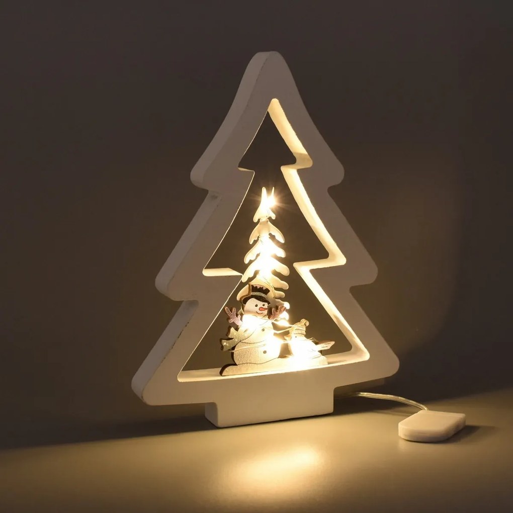 Decorațiuni LED de Crăciun Pom de Crăciun, 14,5 x 19 cm, alb cald