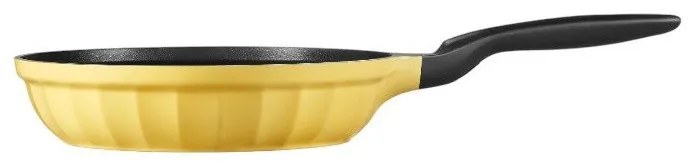 Tigaie BUYDEEM CP151, 25 cm, Capac din sticla, Aluminiu turnat, Fara PFOA, Acoperire antiaderenta, Galben