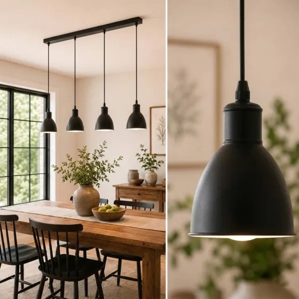 Brilagi - Lustră LED suspendată pe cablu RIDDY 4xE27/60W/230V neagră
