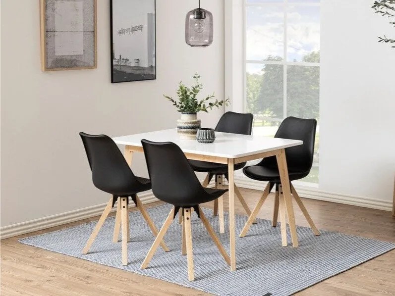 Set de mese Oakland 67576x80x120cm, Numărul de locuri: 4, Unghiular, Stil: Scandinav, Lemn: Cauciuc, Mesteacăn