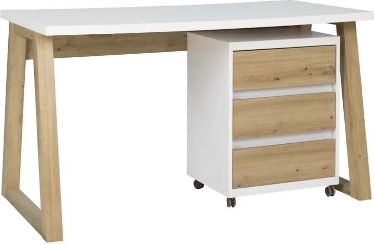 Birou IWO I – 135x65x75.2 cm – Stejar Artisan / Alb