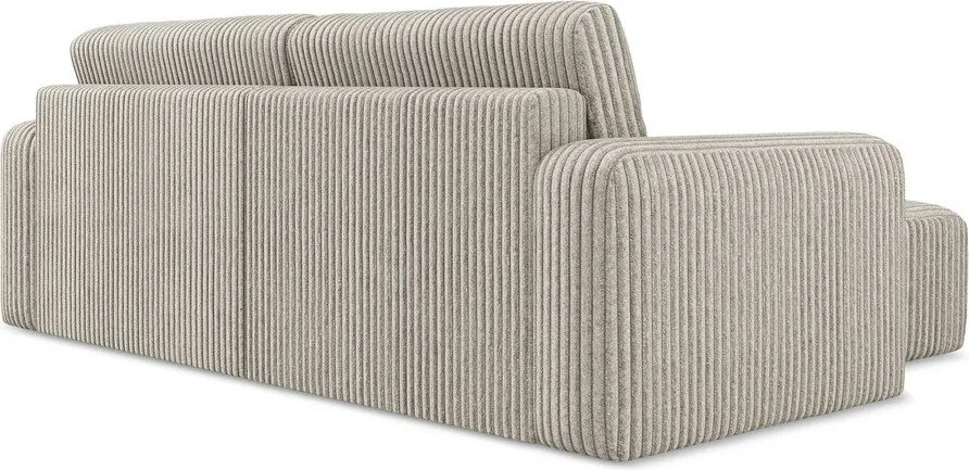 Colțar bej extensibil/cu spațiu de depozitare cu tapițerie din catifea reiată (cu colț pe partea stângă/cu șezlong) Kona – Makamii