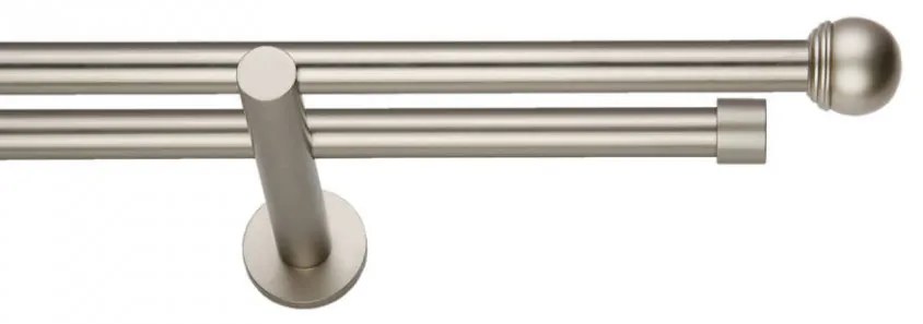 Galerie dubla TODI MAX PICIOR UNIVERSAL- dubla fara inele 19/19 - CROM MAT (Alege marime: 160 cm)