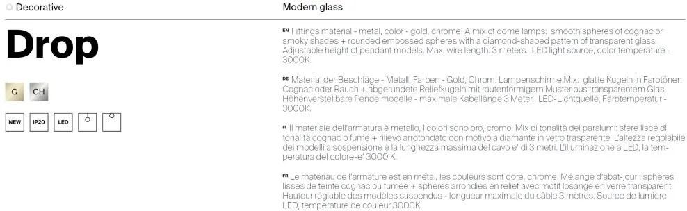 Pendul LED design modern decorativ Drop crom