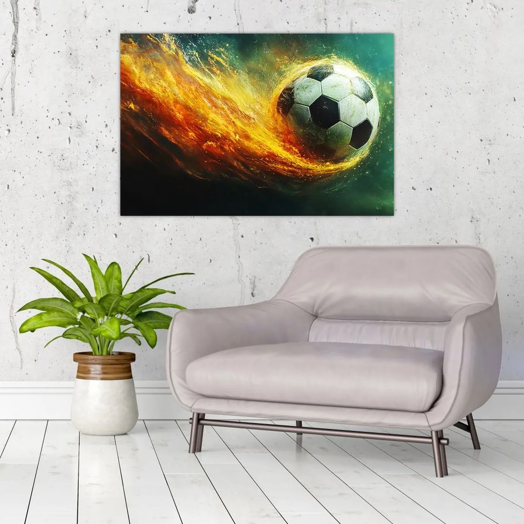 Tablou - Minge de Fotbal în Zbor (90x60 cm)
