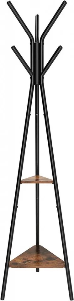 Cuier pom, 49.5 x 49.5 x 179 cm, metal, maro / negru, Vasagle