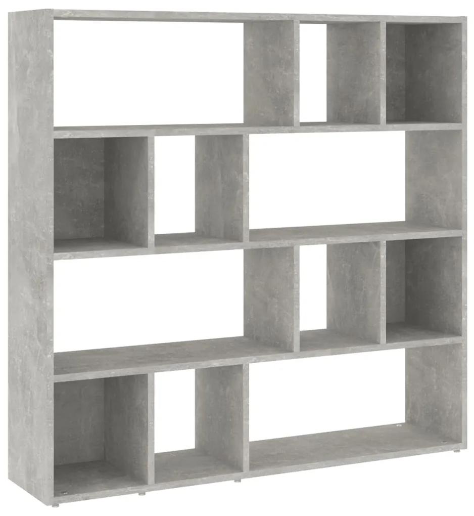 Bibliotecă/separator cameră, gri beton, 105x24x102 cm