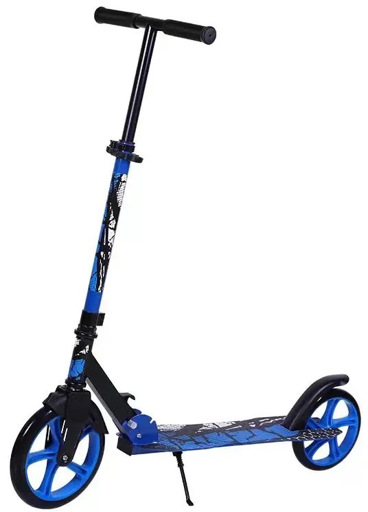 Trotineta copii si adolescenti NOVOKIDS™ Funky Camo PRO, Maxim 100 kg, Functie Super Brake, Diametru roata fata 230 mm, Albastru Camuflaj