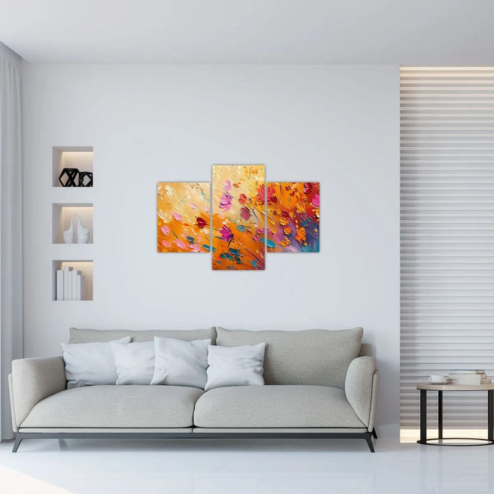 Tablou - Pictură flori colorate (90x60 cm)