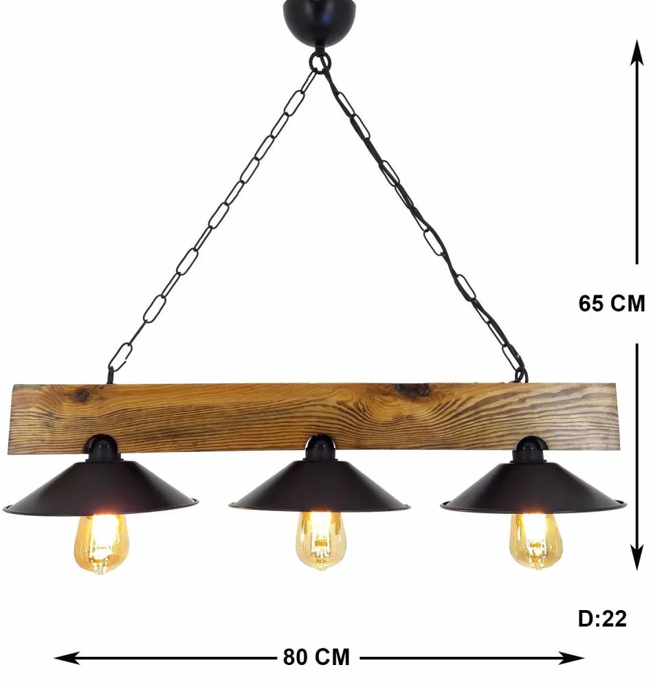 Üç Şapka Avize Candelabru de design interior Nuc Negru 80x22x65 cm