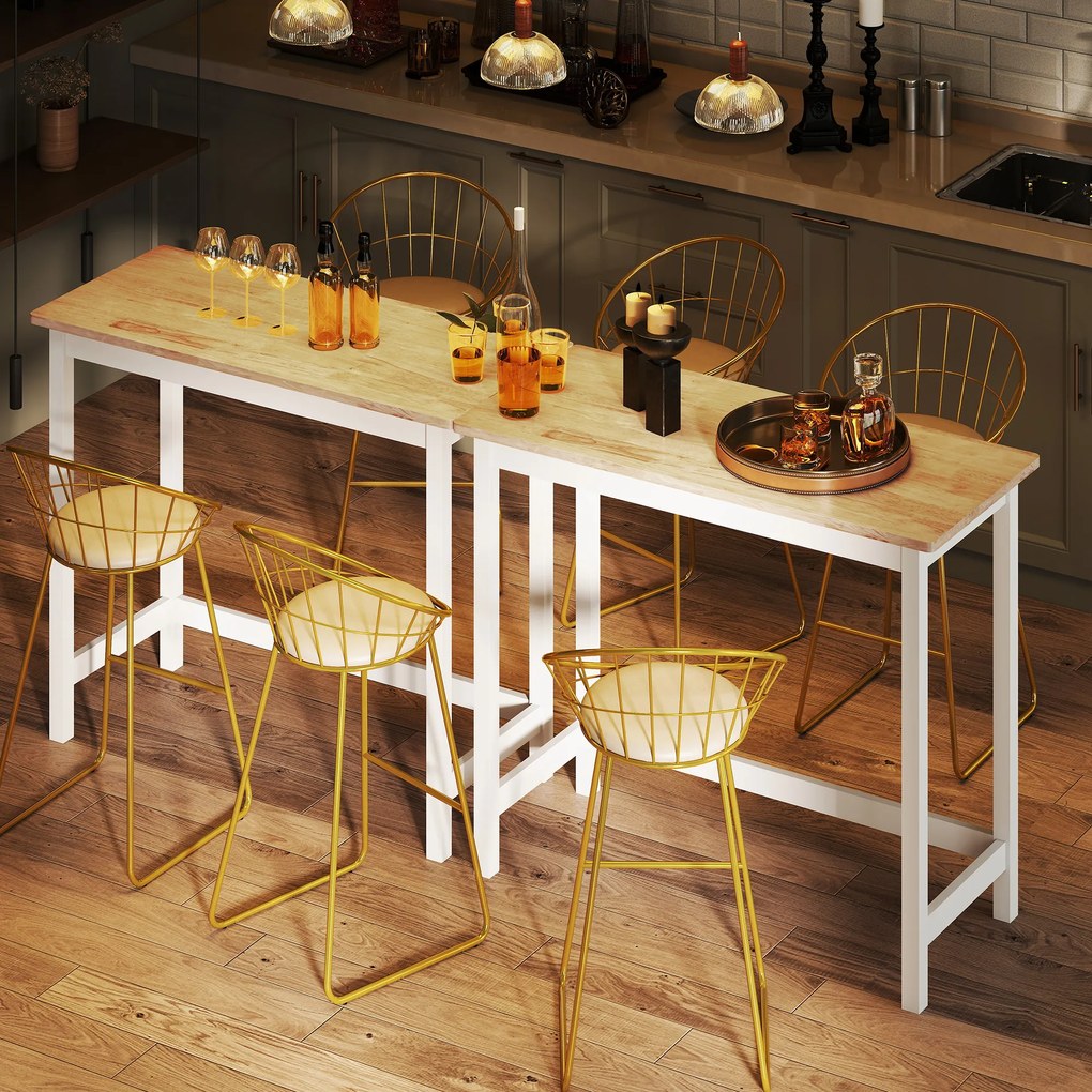 HOMCOM Bartbord, Aspect de stejar, compact, spatiu pentru 2 persoane, Lemn de Caucaic+ Alb | Aosom Romania