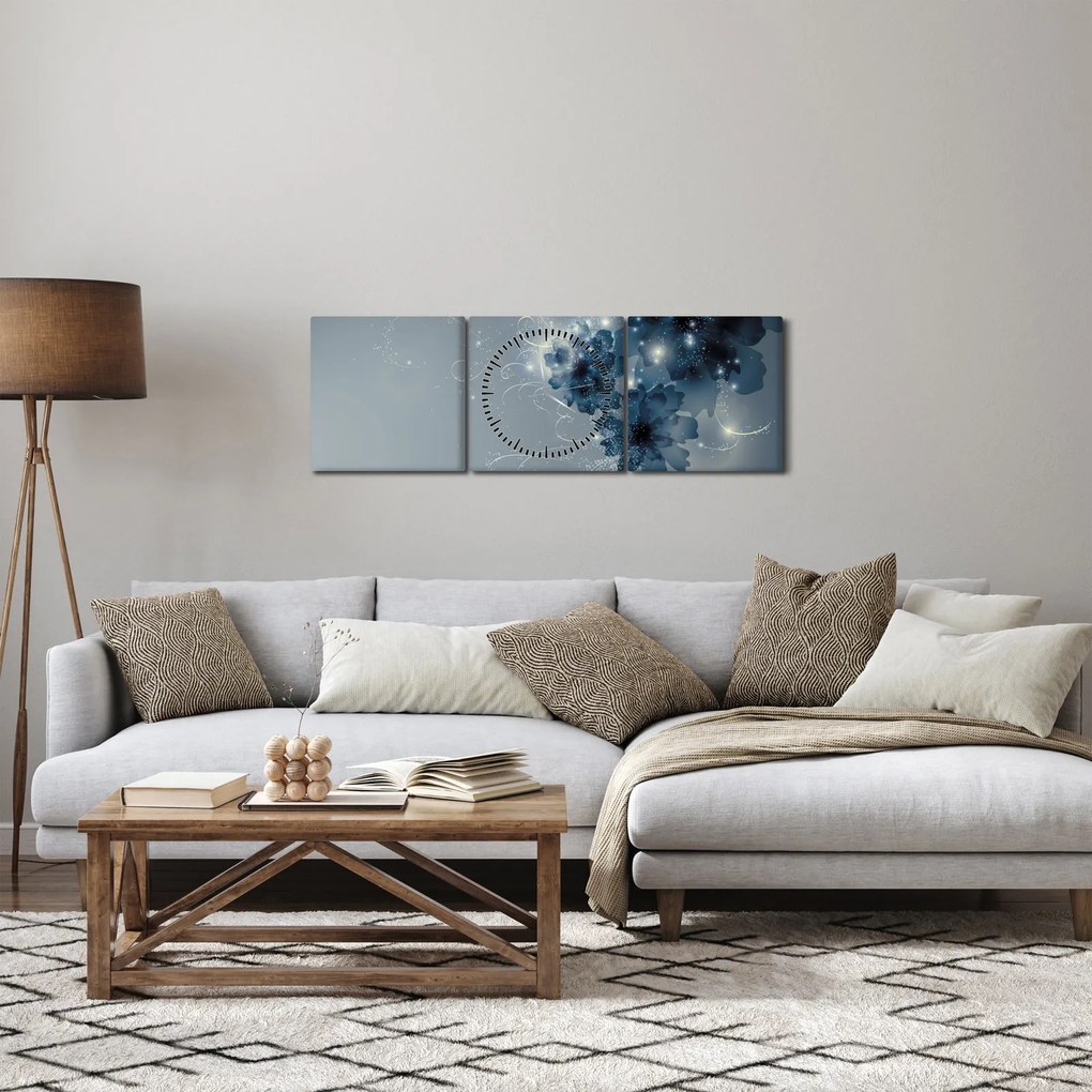 Tablou - Flori delicate (cu ceas) (90x30 cm)