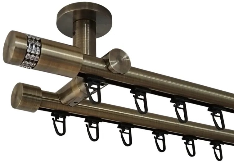 Galerie dubla PRINDERE TAVAN suport universal TEAVA PROFIL -XANTOS /19 - AUR ANTIC (Alege marime: 400 cm)