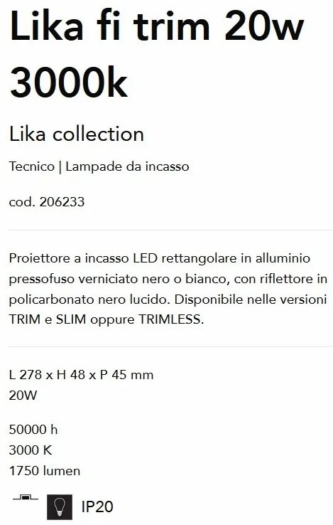 Corp incastrabil cu 10 spoturi LED LIKA FI TRIM 20W 3000K