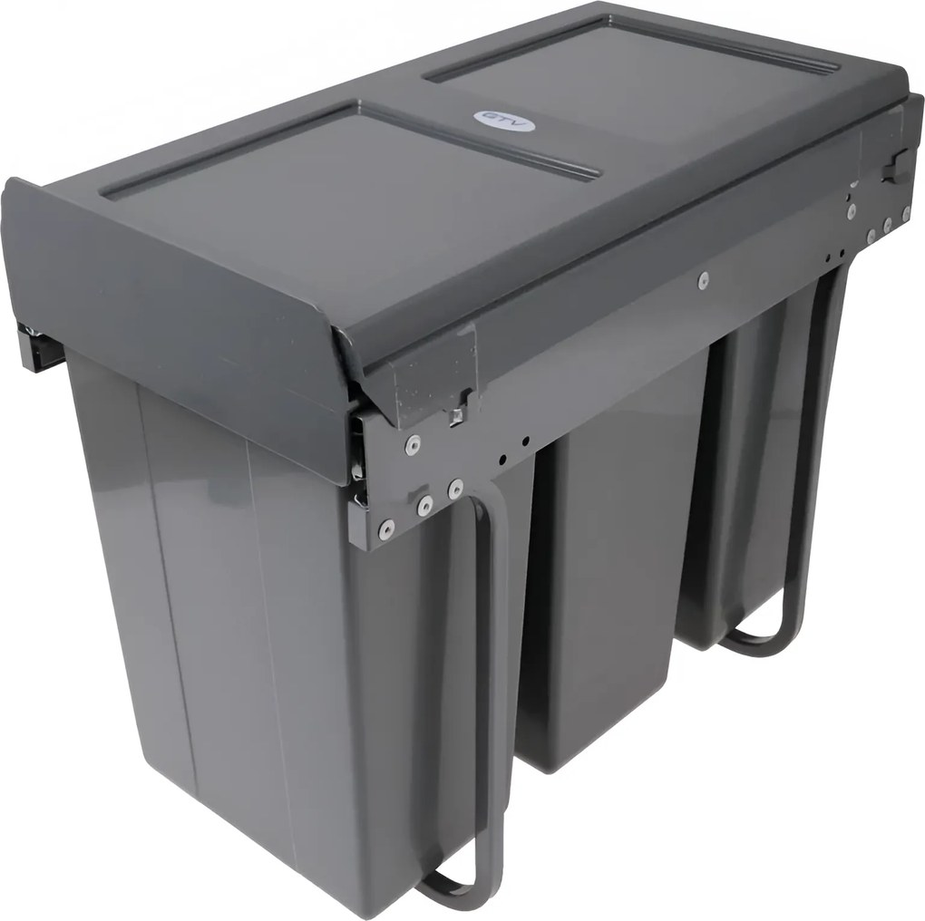 Cos gunoi incorporabil GTV Practi Eco, colectare selectiva, pentru corp de 300 mm, gri antracit, 3 x 10 l Plastic, Gri antracit, L:282 mm; A:500 mm;