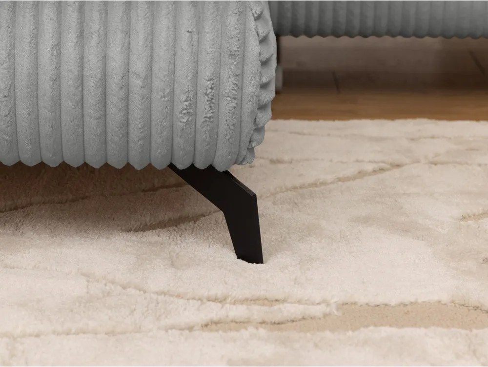 Colțar gri deschis cu tapițerie din catifea reiată (cu colț pe partea stângă/în formă de ”L”) Marbeya – Ropez