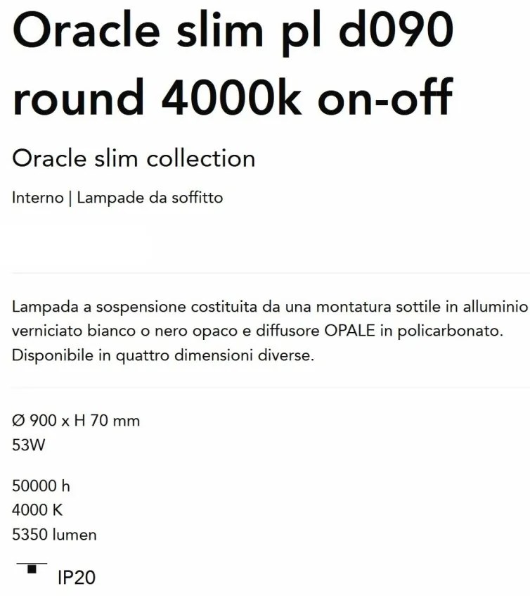 Lustra LED design geometric Oracle slim pl d090 round 4000k on-off negru