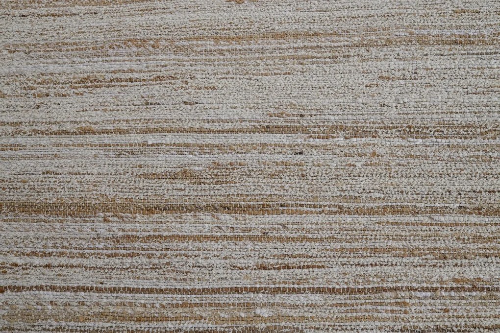 Covor din bumbac și iută țesut manual, antiderapant, bej natural, 75X175 cm, 1800 GSM, „Cotton Jute Carpet"