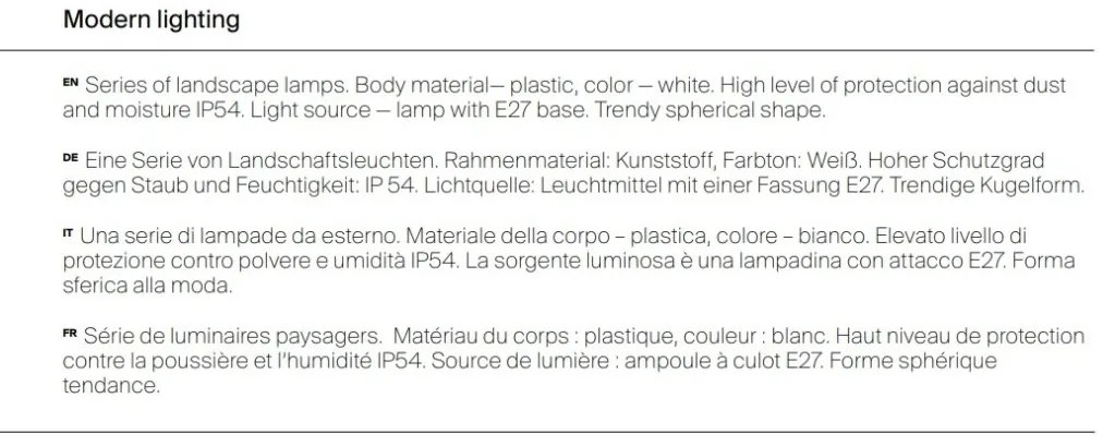 Corp de iluminat ambiental exterior IP54 Erda diametru 50cm
