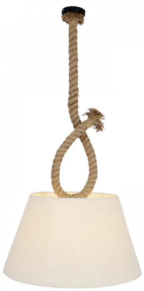 Lustra tip pendul Rope, tesatura, bej, 140 x 45 cm, 40w