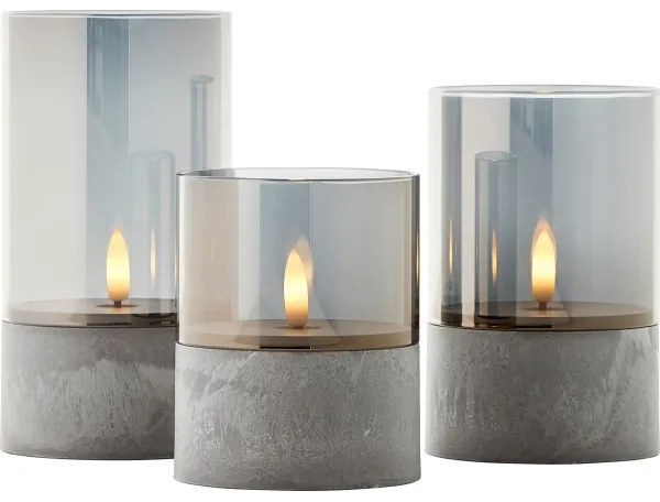Brilliant - Set de 3 lumânări LED BOUGIE LED/2xAA IP44 gri/fumuriu