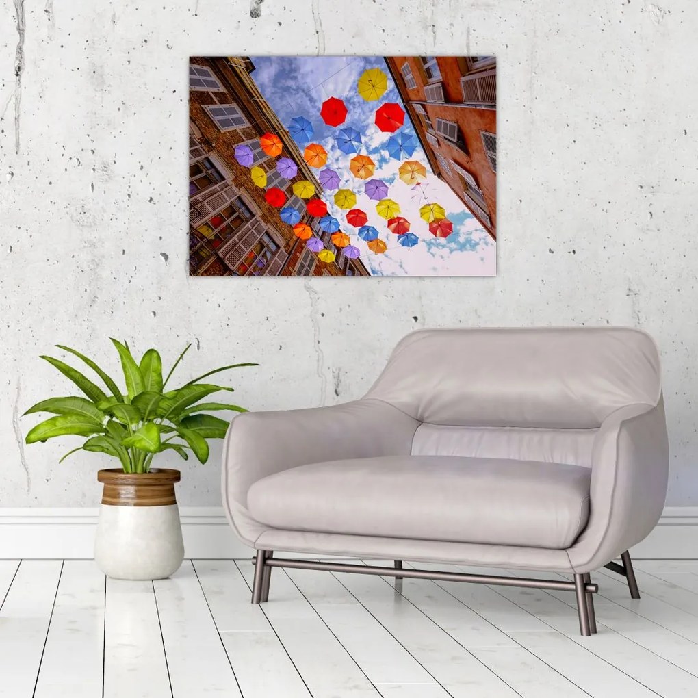 Tablou pe sticlă - Umbrele colorate (70x50 cm)