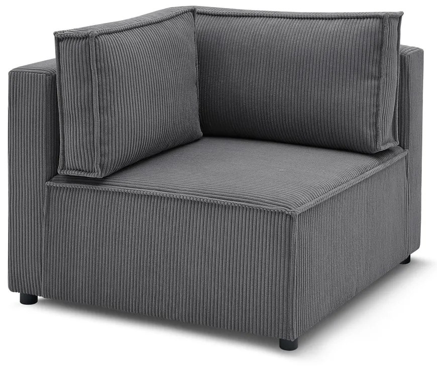 Modul pentru canapea gri închis cu tapițerie din catifea reiată (cu colț variabil) Nihad modular – Bobochic Paris