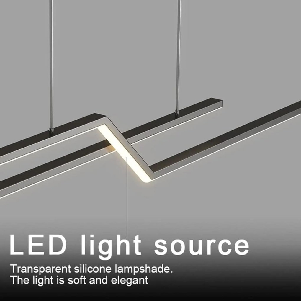 Lustră LED Elegantă cu Telecomandă WiFi 2.4G, Lumină Reglabilă Rece/Calda/Neutră, 120cm, Iluminare Premium și Stil Contemporan DM-G4125 Negru