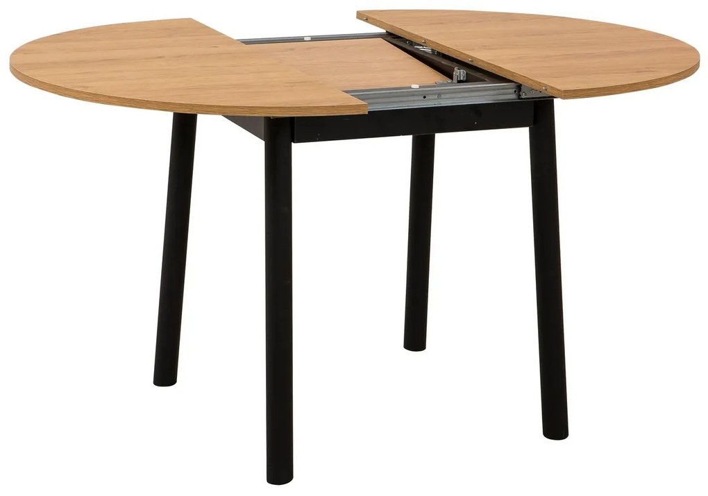 Masă de sufragerie extensibilă Duvasa 5 (stejar + negru) (pentru 4 persoane). 1093745