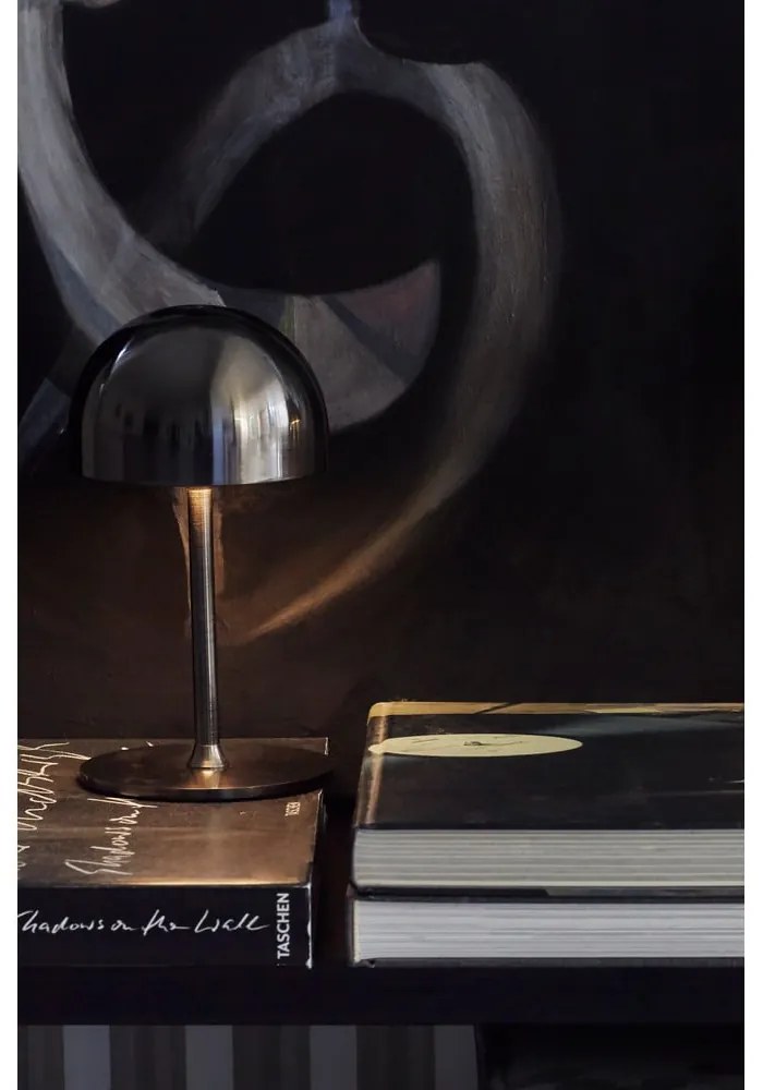 Veioză gri închis LED cu control prin telecomandă cu abajur din metal (înălțime 22 cm) Tim – Sirius