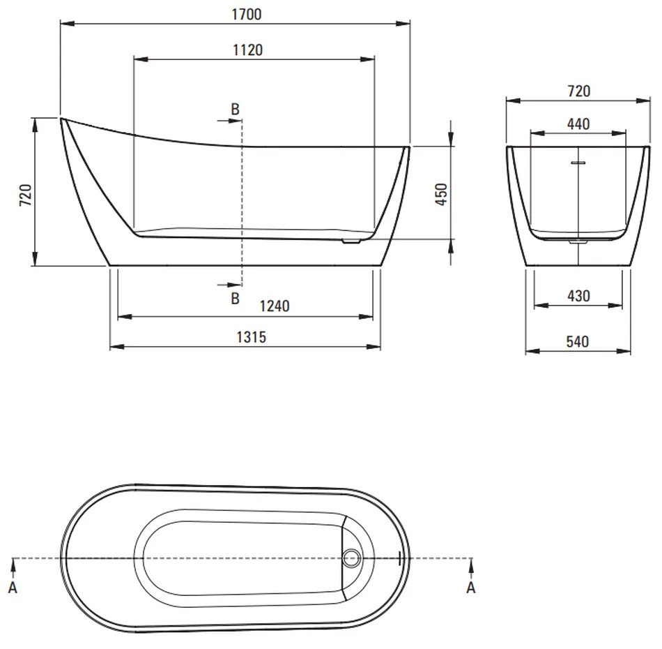 Cada baie freestanding Deante Arnika, 170 x 72 cm, alb lucios 1700x720 mm