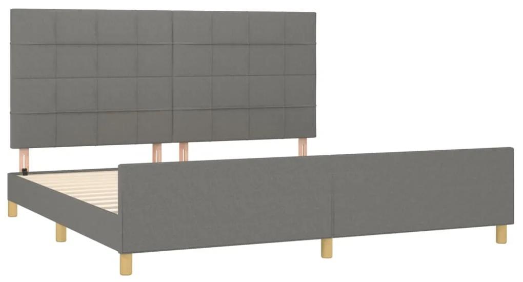 Cadru de pat cu tablie, gri inchis, 200x200 cm, textil Morke gra, 200 x 200 cm, Cu blocuri patrate