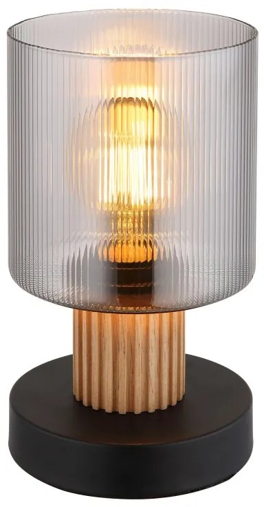 Lampa de masa lemn maro sticla fumurie ALEIDIS