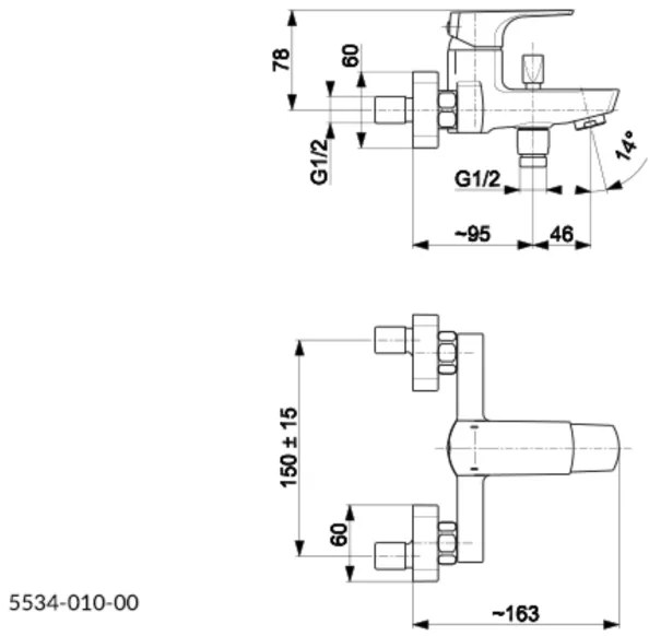 Baterie de cadă KFA Armatura 5534-010-81 MOKAIT negru mat